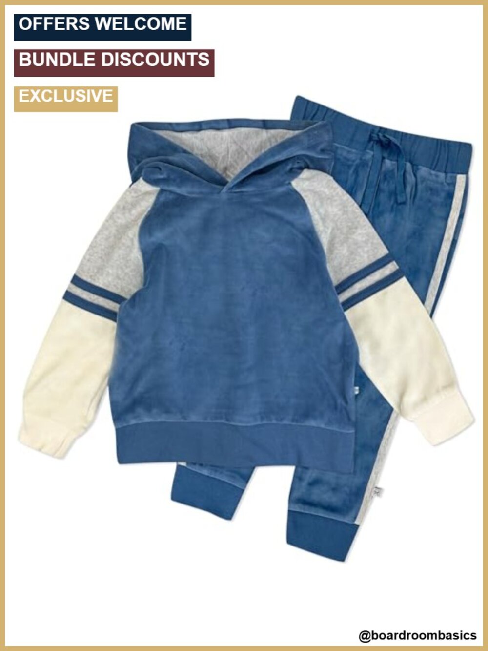HonestBaby Organic Cotton Velour Hoodie & Jogger Set Toddler Boys Girls